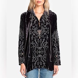 Johnny Was Sonya Dark Blue Velvet Cover Up, XS